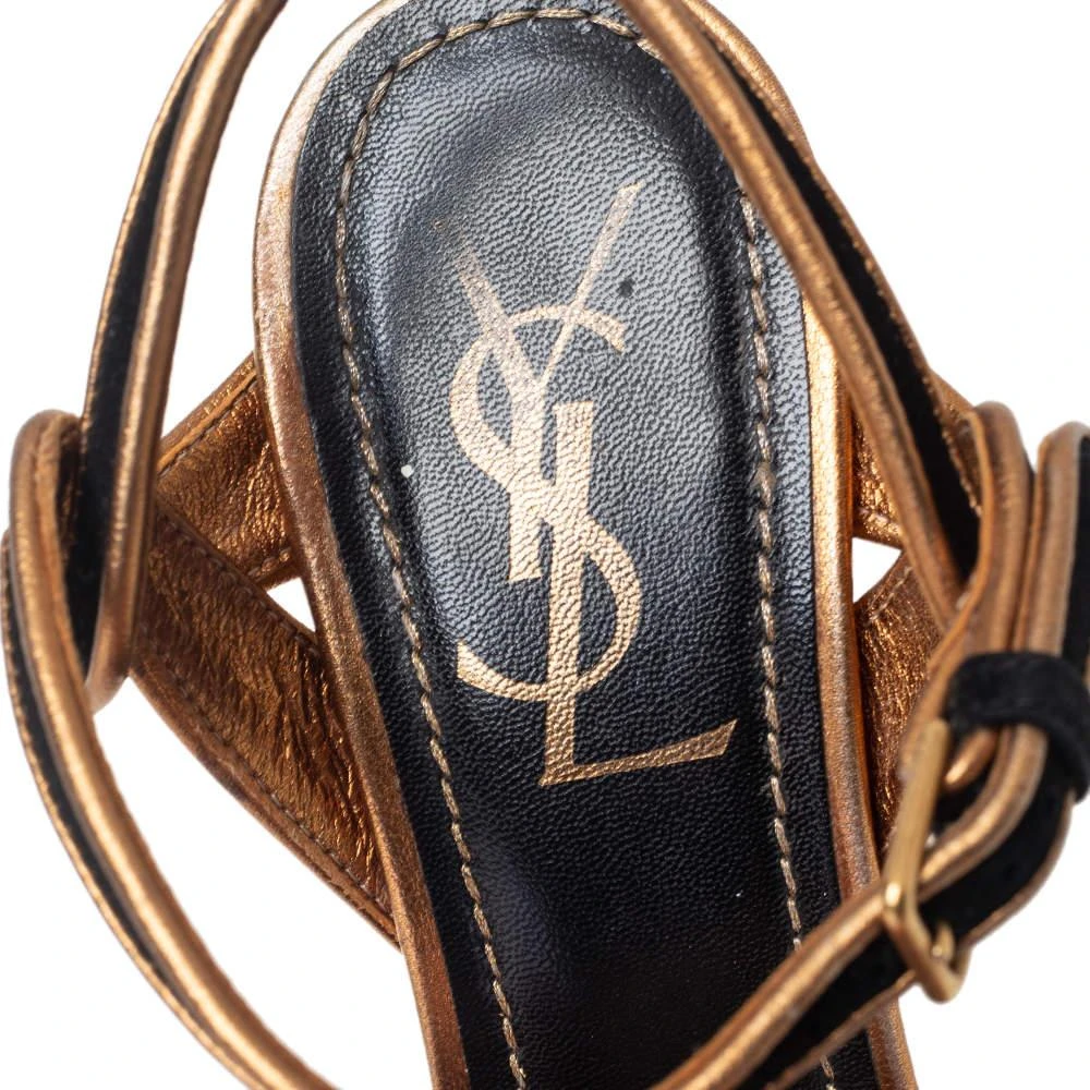 Yves Saint Laurent Saint Laurent  Black Suede Leather Platform Ankle Strap Sandals Size 36 7