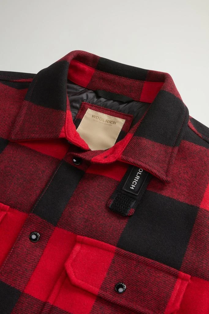 Woolrich Alaskan Padded Overshirt in Checked Italian Wool Blend - Men - Red 2
