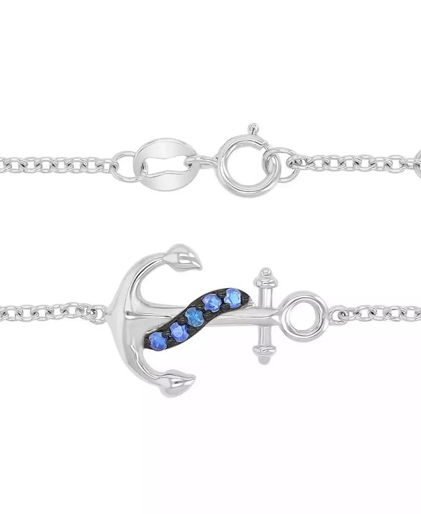 Macy
s Created Blue Sapphire Anchor Bracelet in Rhodium Over Sterling Silver 3