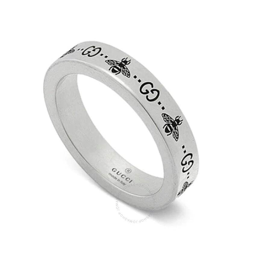 Gucci Sterling Silver Signature GG Bee Motif Ring 1