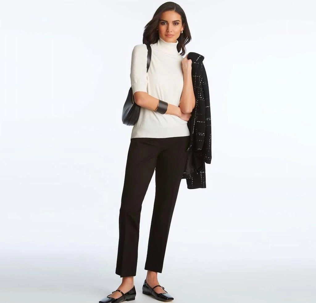 Elliott Lauren Short Sleeve Turtleneck Sweater In White 3