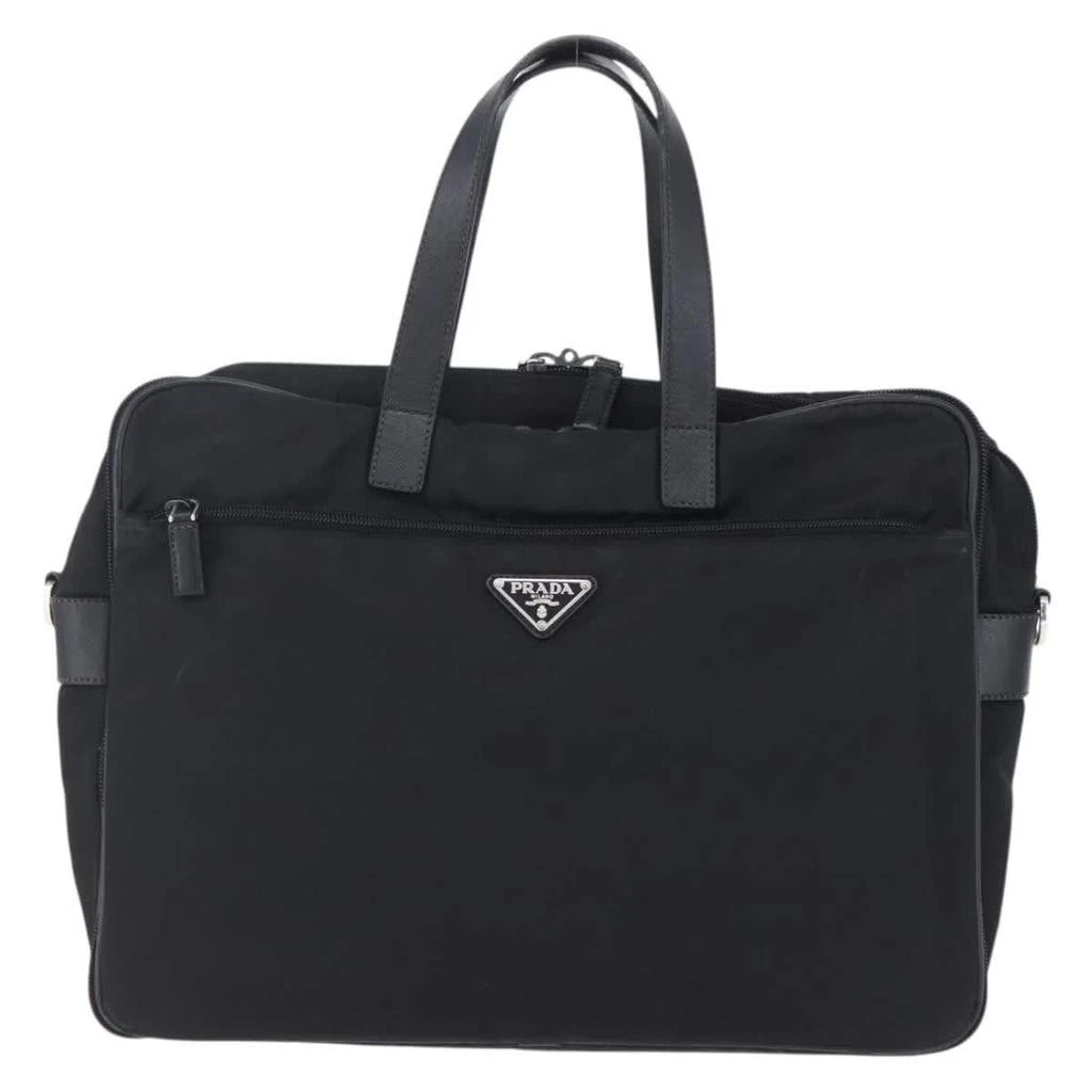 Prada Convertible Front Zip Briefcase Tessuto With Saffiano Leather Nylon Briefcase Bag (Pre-Owned)