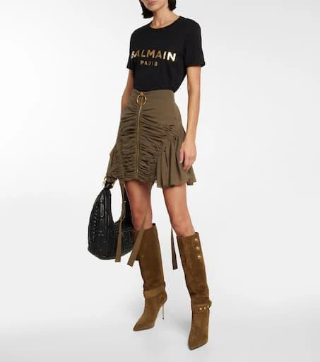Balmain Ruched cotton-jersey miniskirt 2