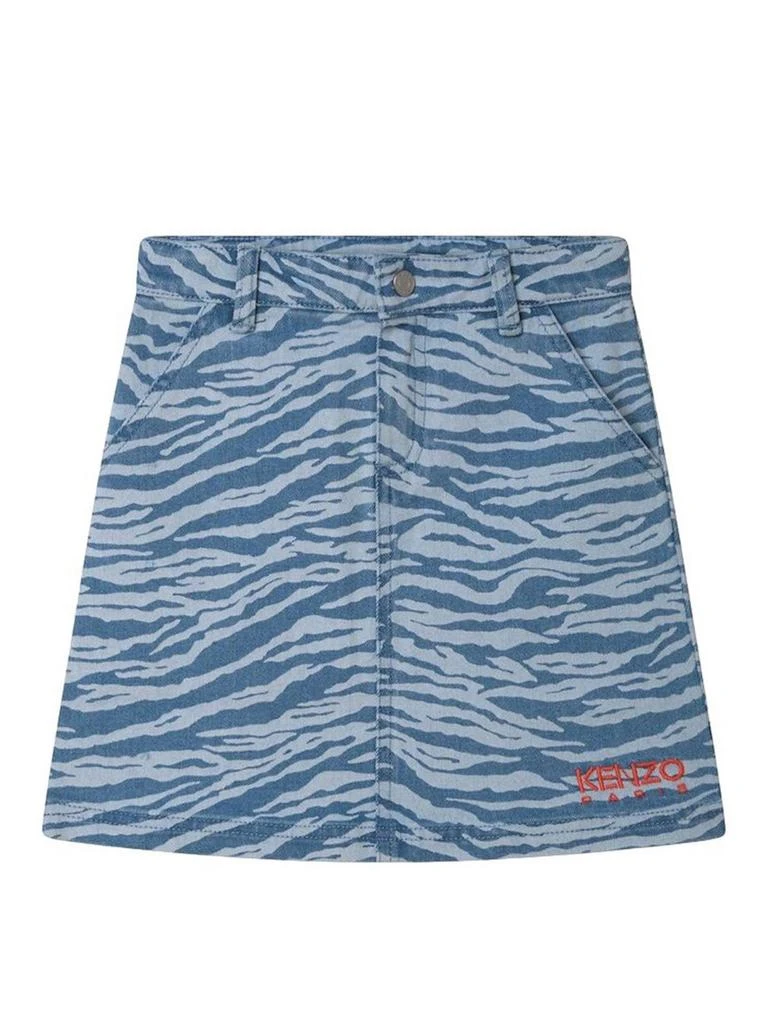 Kenzo Kenzo Kids High-Waist Tiger-Printed Denim Skirt 2