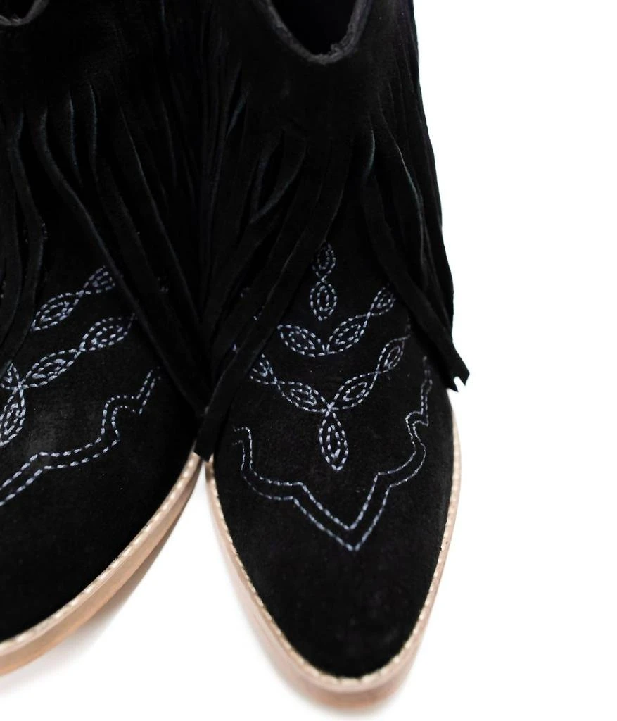 Naughty Monkey Women's Amos Fringe Ankle Bootie In Black Suede 5