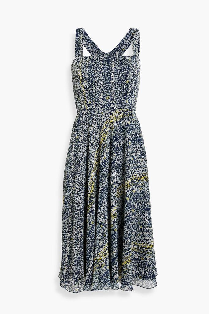 MIKAEL AGHAL Printed metallic fil coupé chiffon midi dress