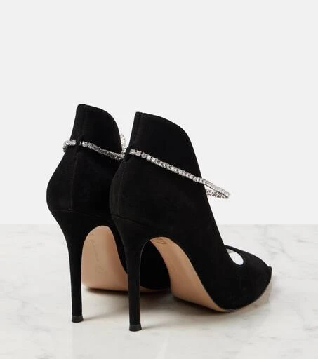 Gianvito Rossi Crystal-embellished suede peep-toe pumps 2