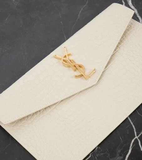 Yves Saint Laurent Uptown croc-effect leather clutch 6