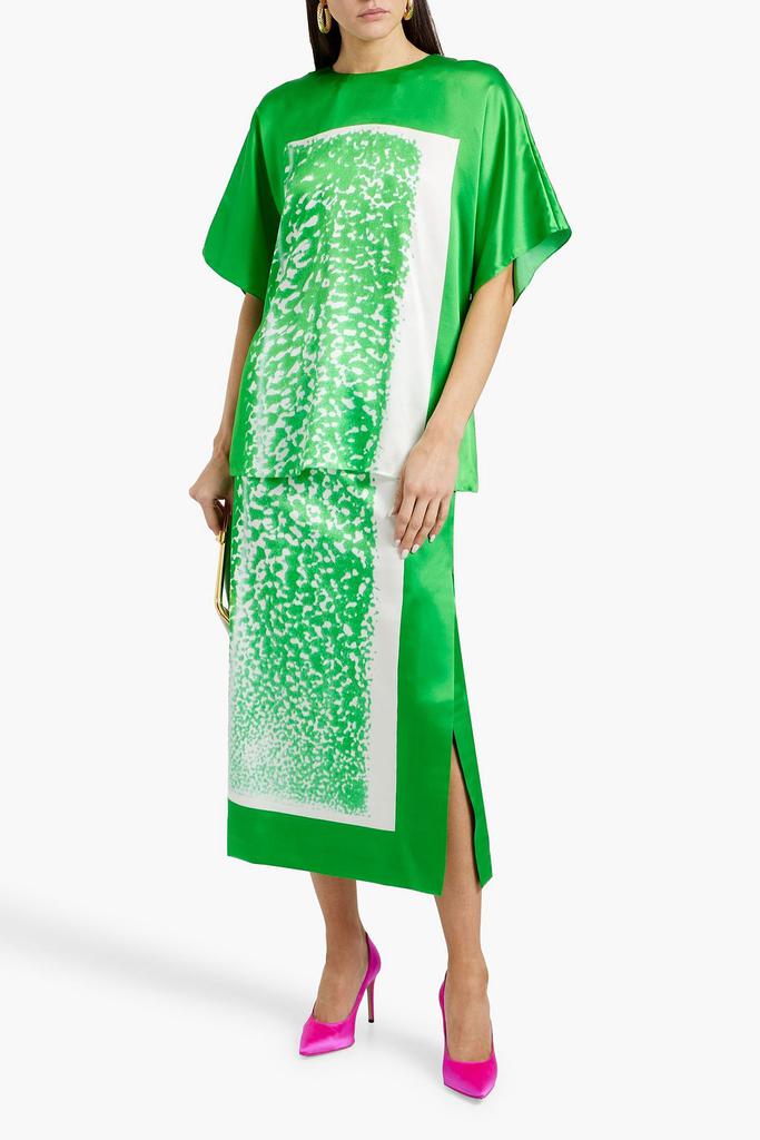 ROKSANDA Printed silk-satin midi skirt