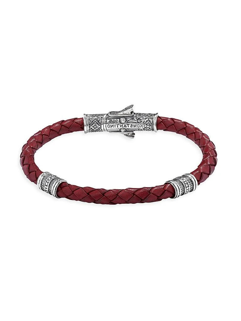 Konstantino Perseus Sterling Silver & Braided Leather Bracelet 1