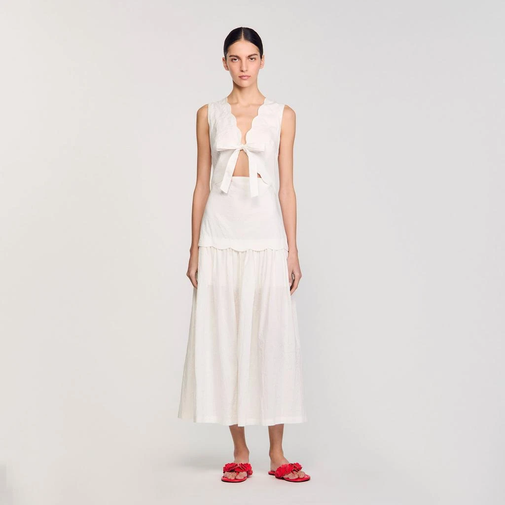 Sandro Crinkled maxi dress with bow 1