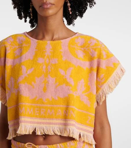 Zimmermann Wylie fringed cotton terry crop top 4