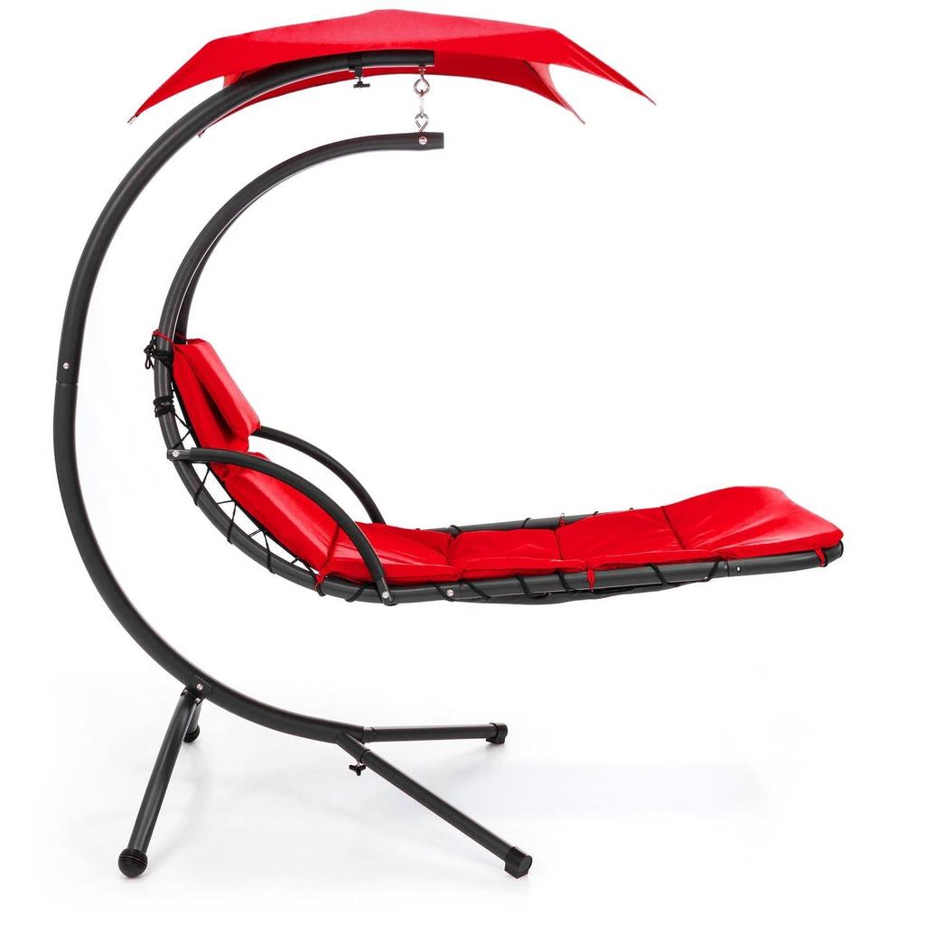 Hivvago Red Single Person Sturdy Modern Chaise Lounger Hammock Chair Porch Swing