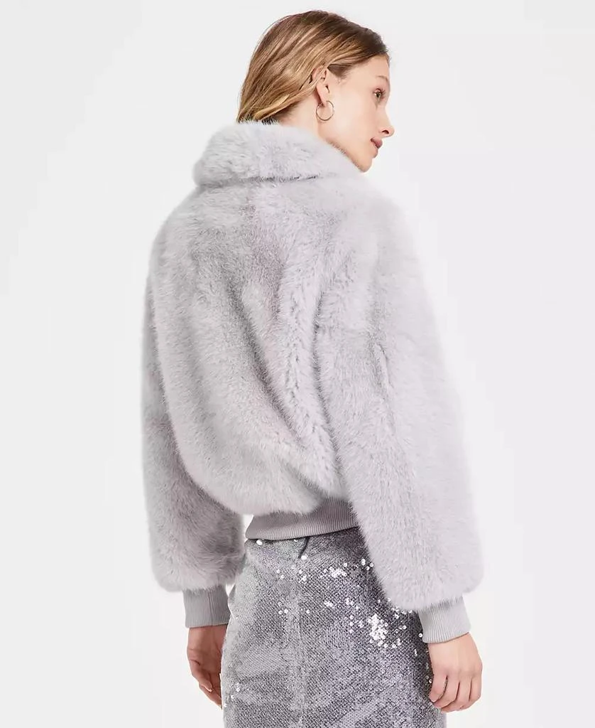 GUESS Women's Soave Faux-Fur Long-Sleeve Bomber Jacket 2