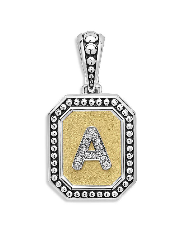 LAGOS Signature Caviar Sterling Silver & 18K Yellow Gold Octagon Diamond A Initial Charm, 0.05 ct. t.w.
