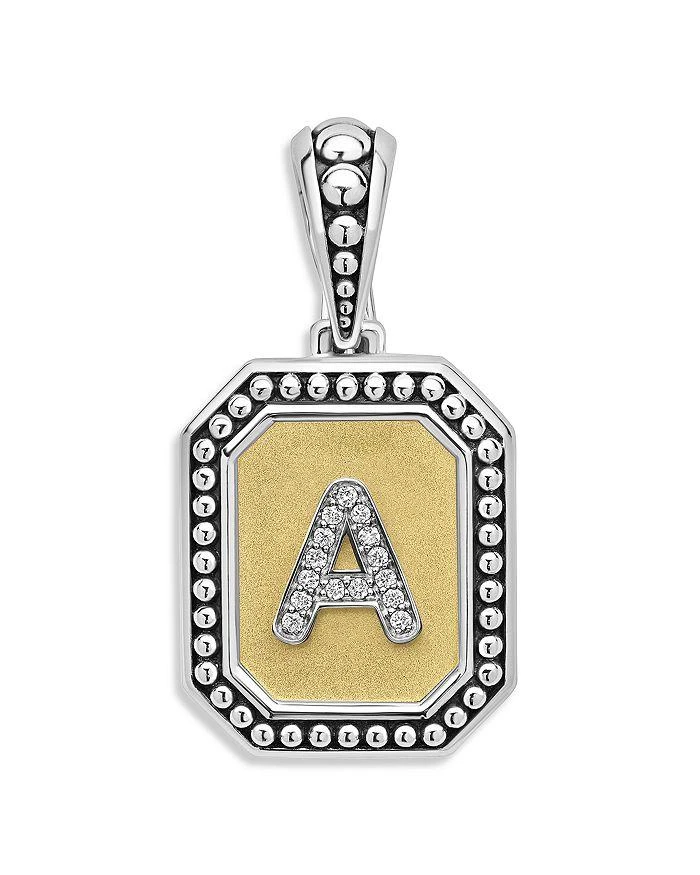 LAGOS Signature Caviar Sterling Silver & 18K Yellow Gold Octagon Diamond A Initial Charm, 0.05 ct. t.w. 1