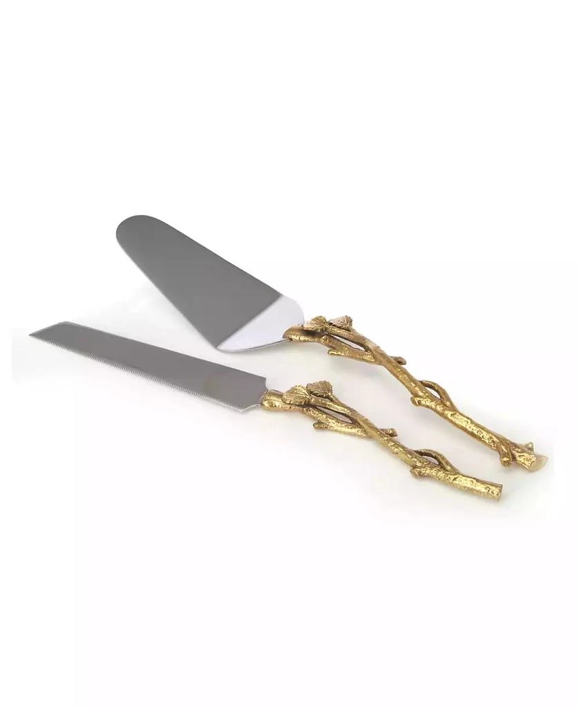 Classic Touch Cake Server and Knife Set with Leaf Design