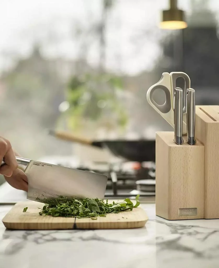 Joseph Joseph Elevate Fusion 5-Piece Knife, Cleaver and Scissor Set with Beechwood Block 5