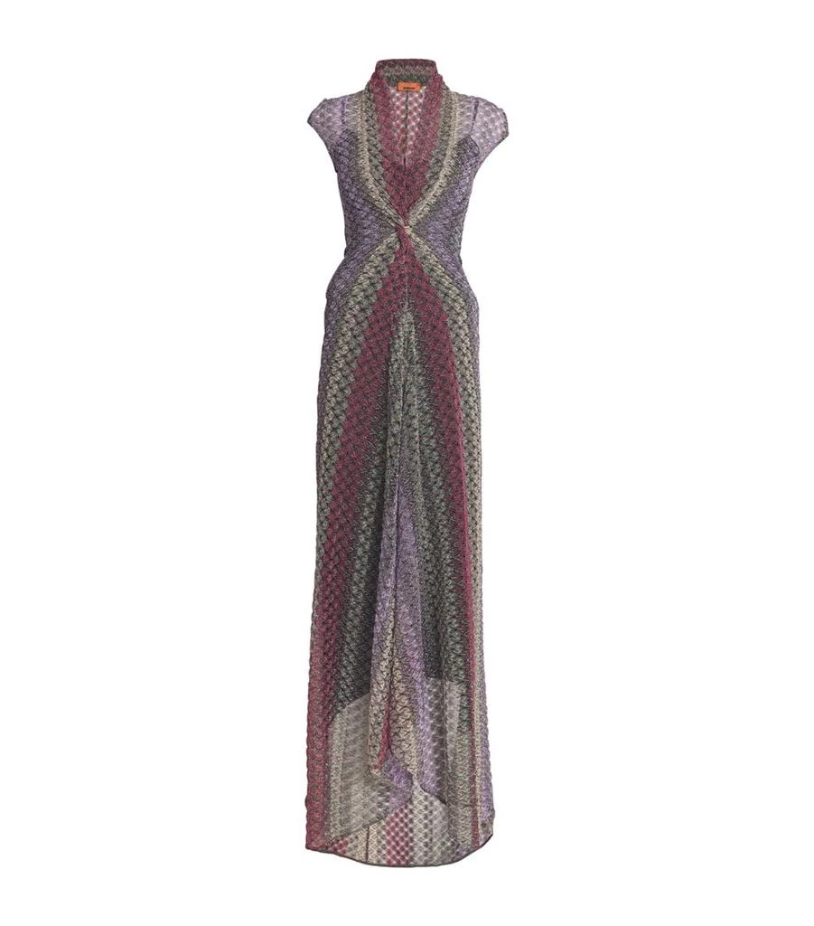 Calliope - Metallic Pleated A-Line Maxi Dress