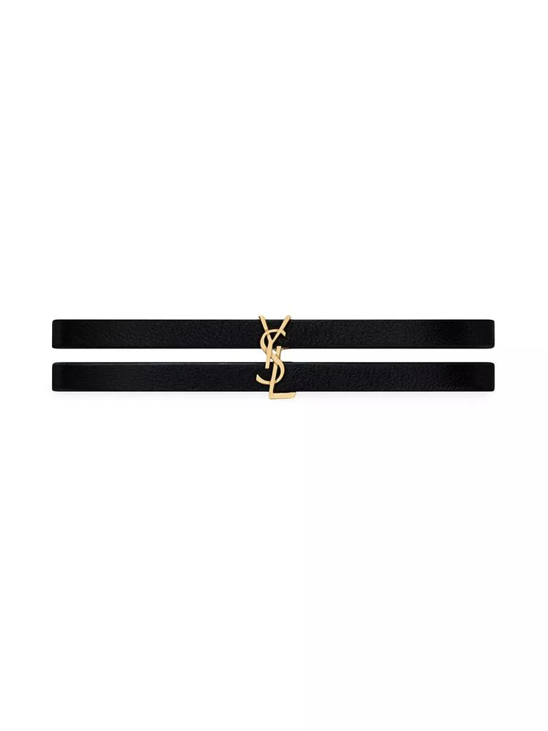 Yves Saint Laurent Cassandre Double-Strand Bracelet in Leather And Metal 1