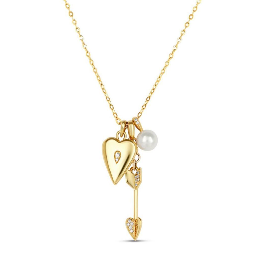 Dinny Hall My world arrow heart locket & pearl charm cluster pendant
