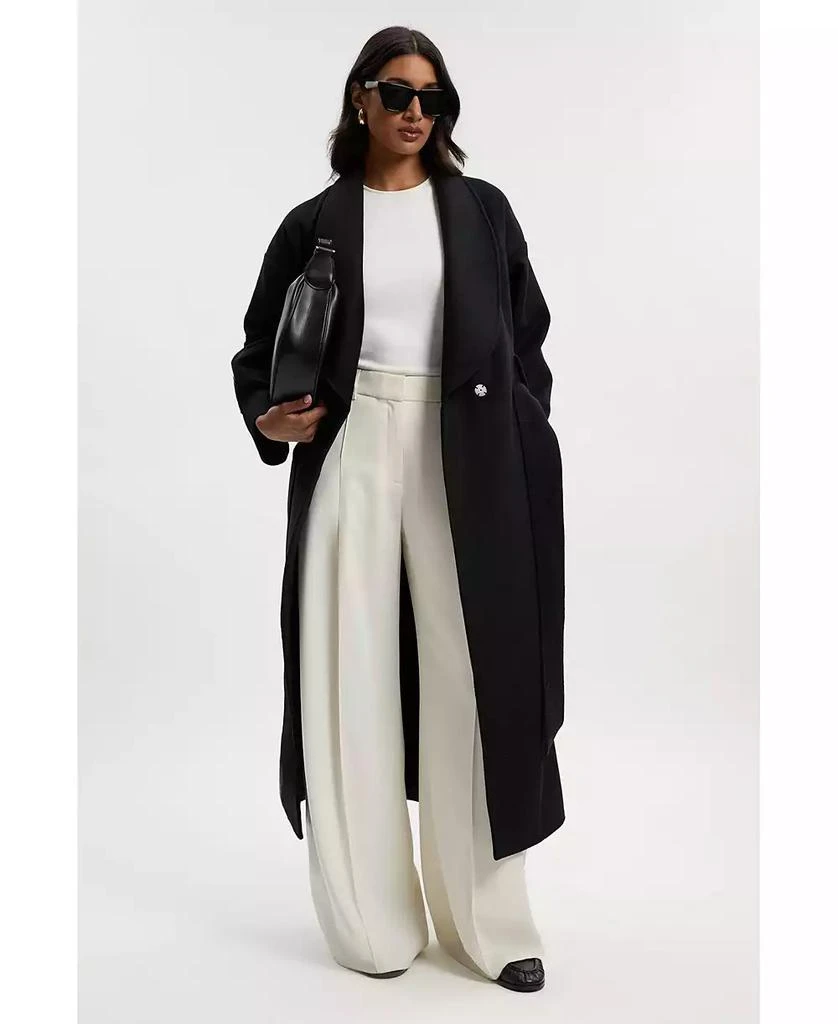 KAREN MILLEN Women
s Brushed Wool Wrap Tailored Maxi Coat