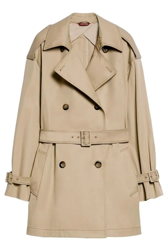 Max Mara Water-repellent gabardine short trench coat 6