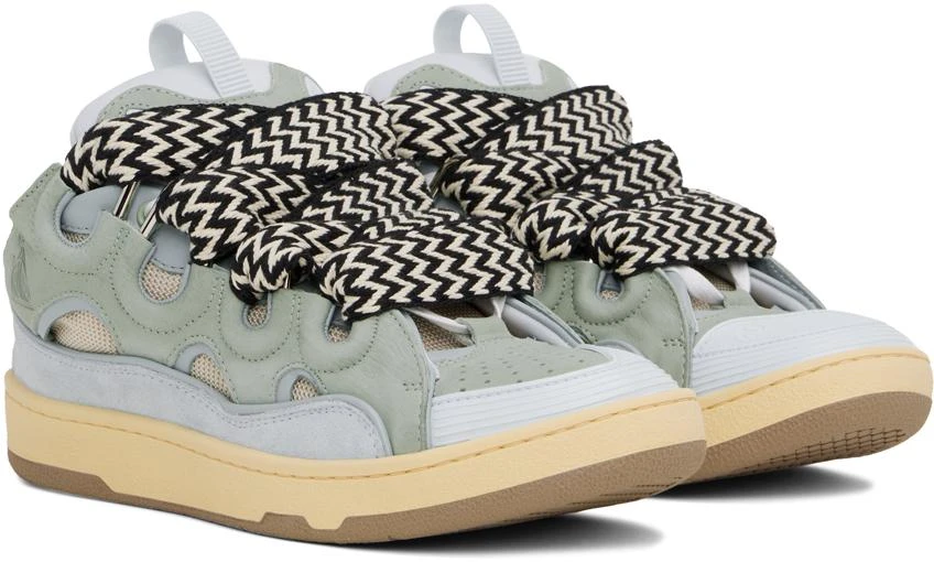 Lanvin Blue & Green Leather Curb Sneakers 4