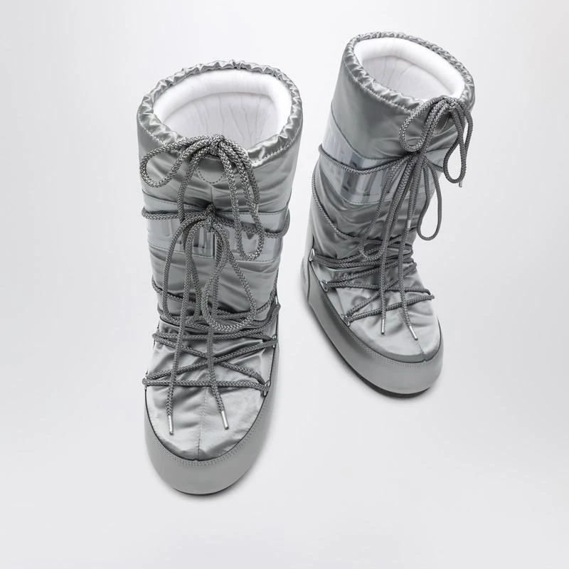 Moon Boot Icon Glace silver satin boots 5