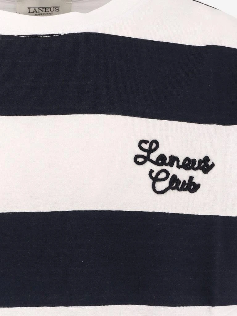 LANEUS Striped cotton t-shirt with logo embroidery on the front 3
