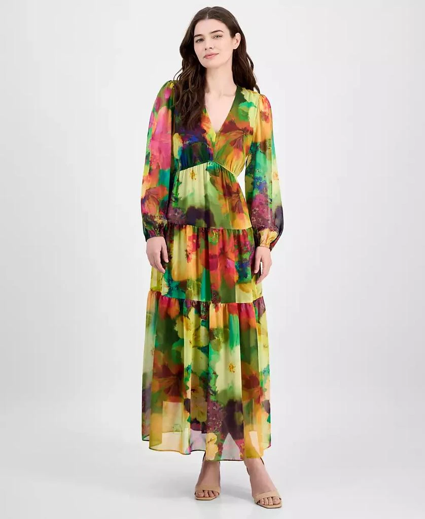 chinese dress ladies Macy Puff Sleeve Floral Midi Dress in Blush – Ari + Ava
