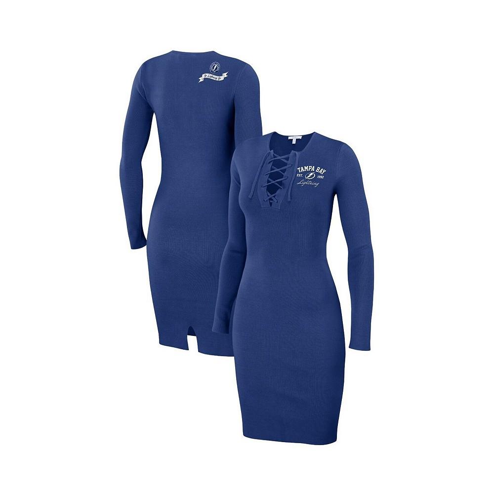 WEAR by Erin Andrews Women's Blue Tampa Bay Lightning Lace-Up Dress