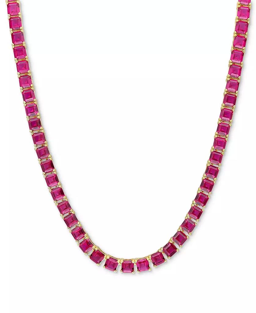 Macy
s Lab-Grown Ruby 18" Tennis Necklace (48-1/2 ct. t.w.) in Gold-Plated Sterling Silver