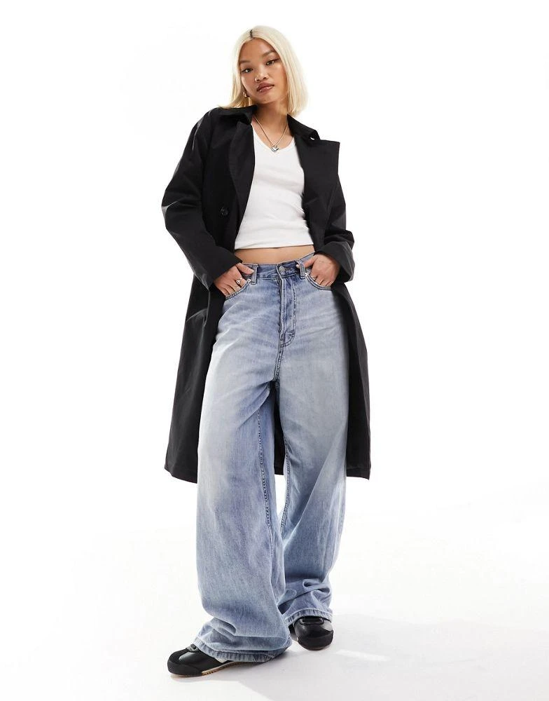 Noisy May Noisy May longline trench coat in black 4