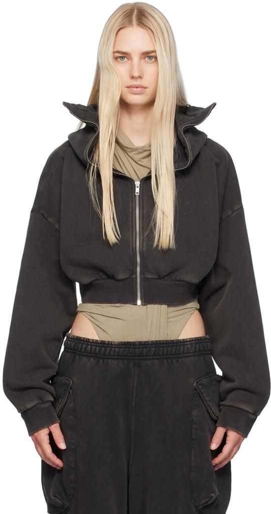 Entire Studios Black Cropped Full Zip Hoodie - Hoodies