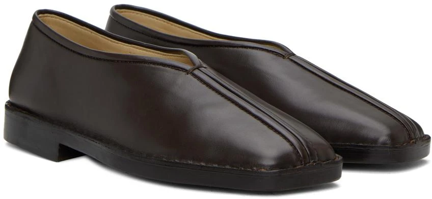Lemaire Brown Flat Piped Slippers 4