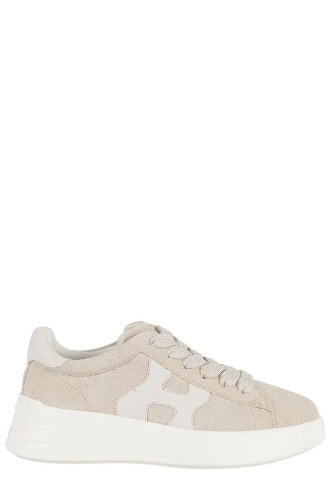 hogan Beige Suede Sneakers With Contrasting Leather Accents