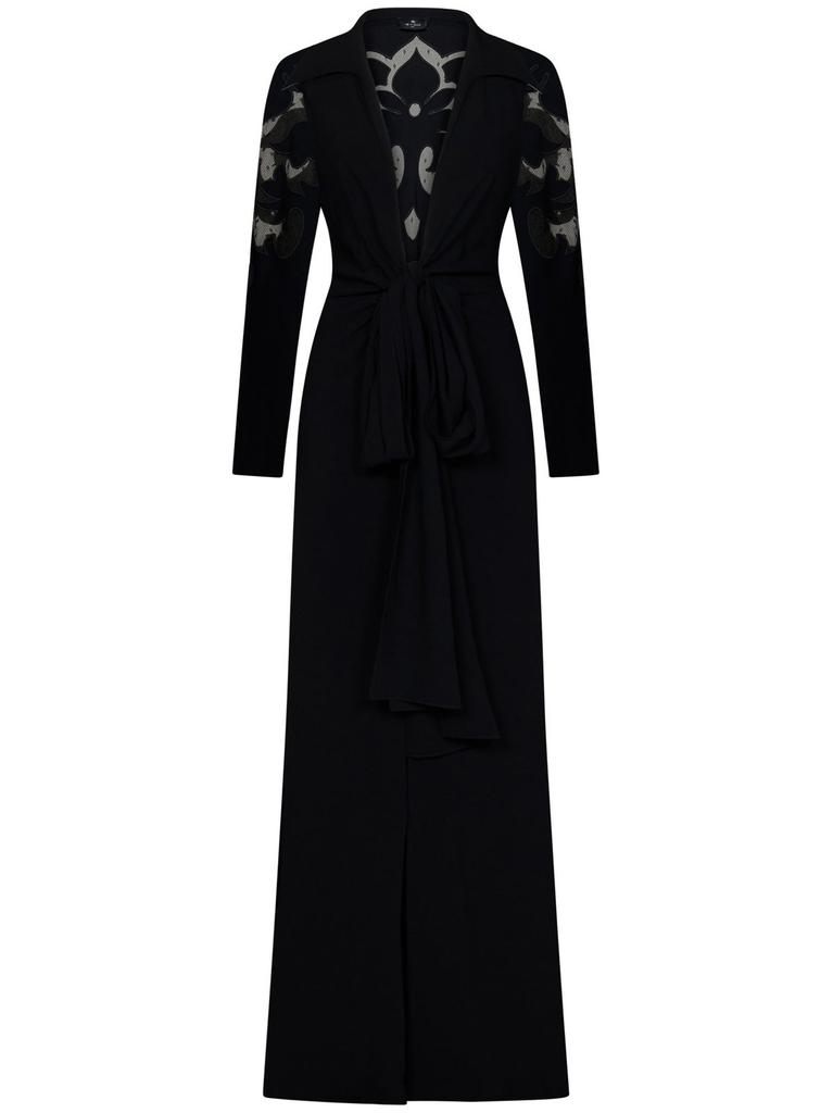 Etro Etro Belted Waist Semi-Sheer Dress