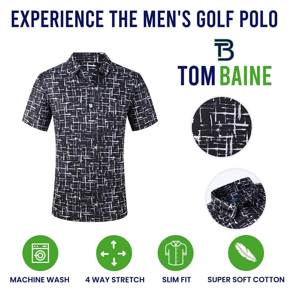 Tom Baine Men's Performance Four-Way Stretch Golf Polo 5