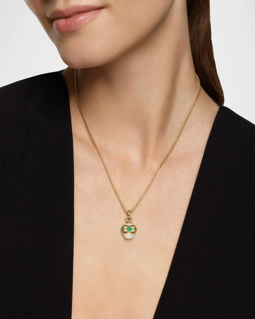 David Yurman Renaissance Pave Amulet with Emeralds and Diamonds in 18K Gold, 26mm 2