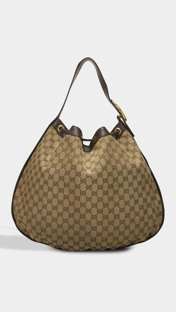 What Goes Around Comes Around Gucci Brown Canvas Interlocking Drawstring Hobo Bag