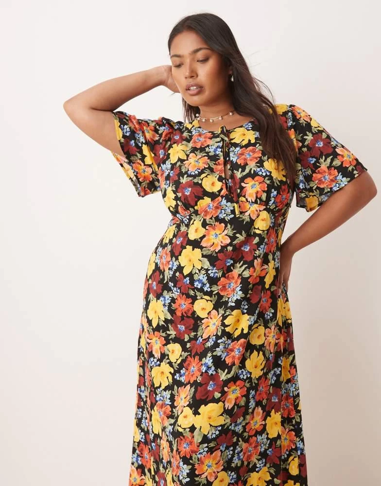 Nobody's Child Plus Nobody's Child Plus Anna flutter sleeve midi dress in bright floral 2