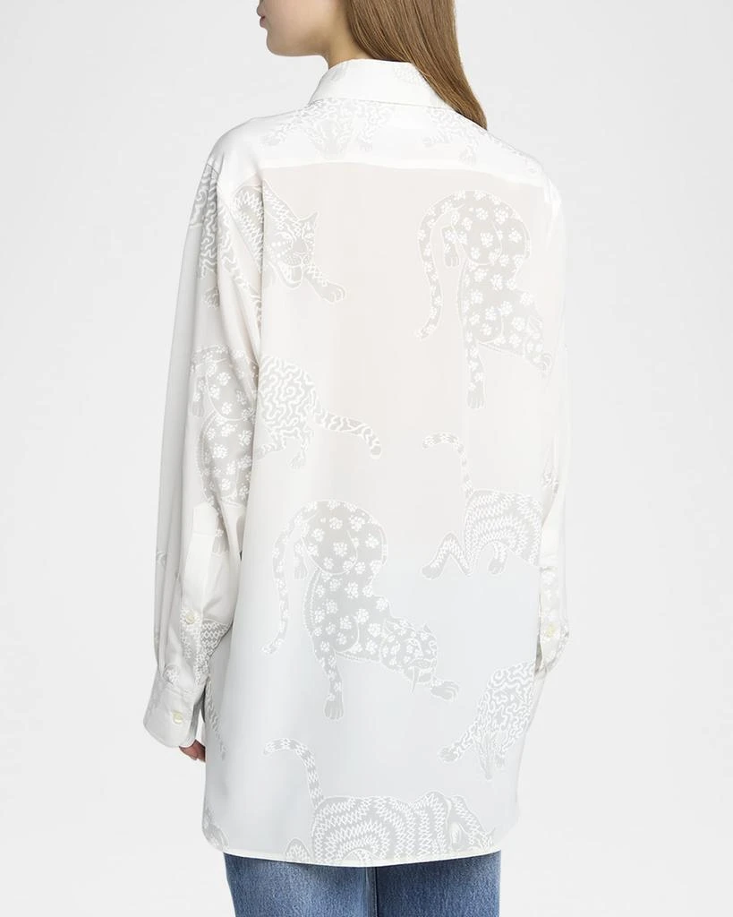 Stella McCartney Cat Burnout Button Down Silk Blouse 3
