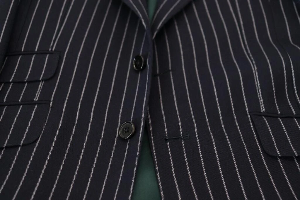 Dolce & Gabbana Dolce & Gabbana Dark Blue Stripe Wool Single Breasted Blazer 7
