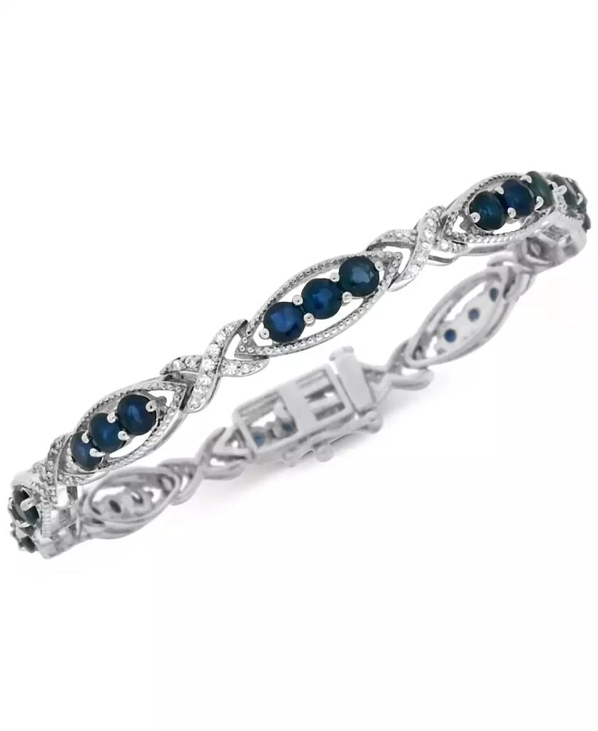 Macy
s Sapphire (4-1/2 ct. t.w.) and Diamond (1/4 ct. t.w.) Link in Sterling Silver