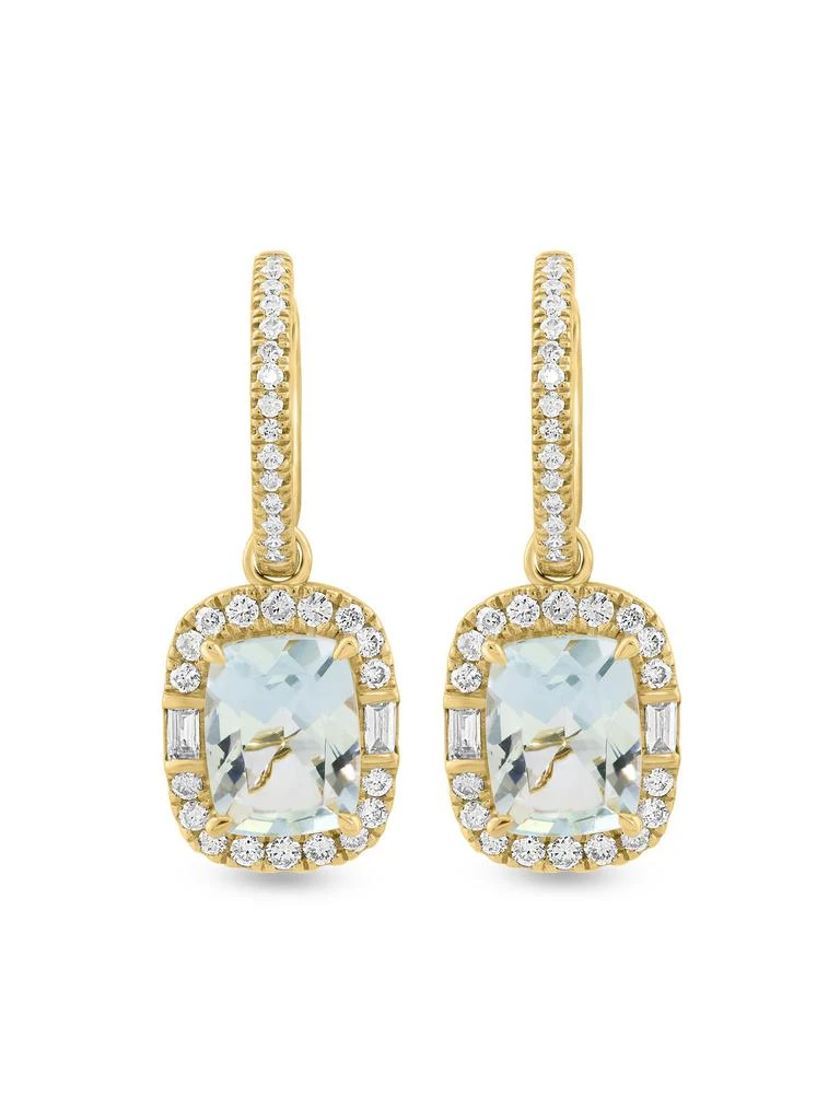 Effy 14K Yellow Gold, Aquamarine 
Diamond Drop Earrings 2