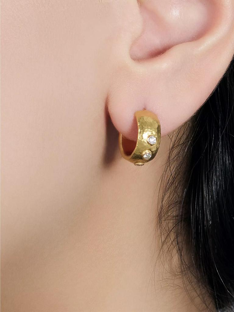 Gurhan Droplet Yellow Gold & 0.16 TCW Diamond Narrow Hoop Earrings