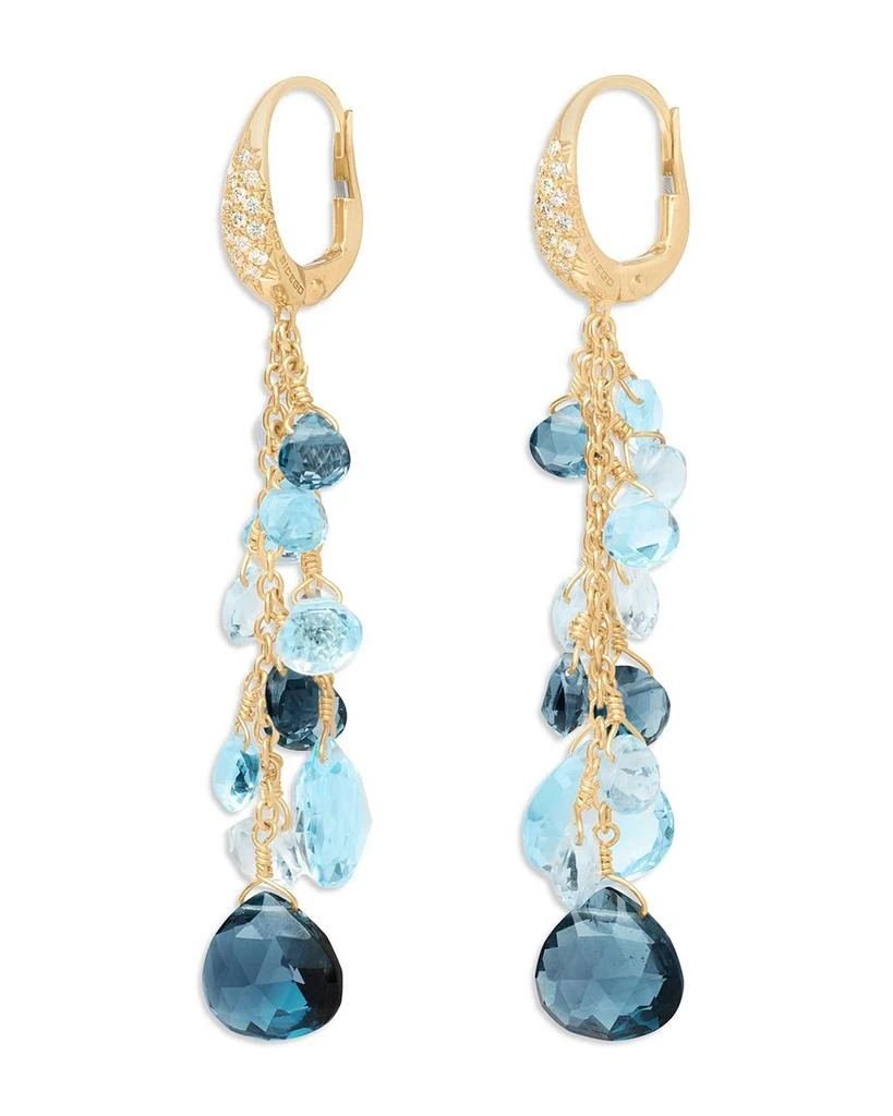 Marco Bicego 18K Yellow Gold Paradise Multi Blue Topaz & Diamond Linear Drop Earrings 1