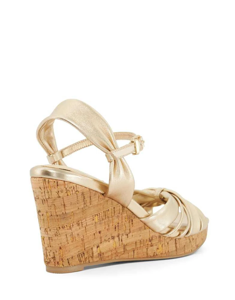 DUNE London Dune London Kander wedged sandal in gold 4