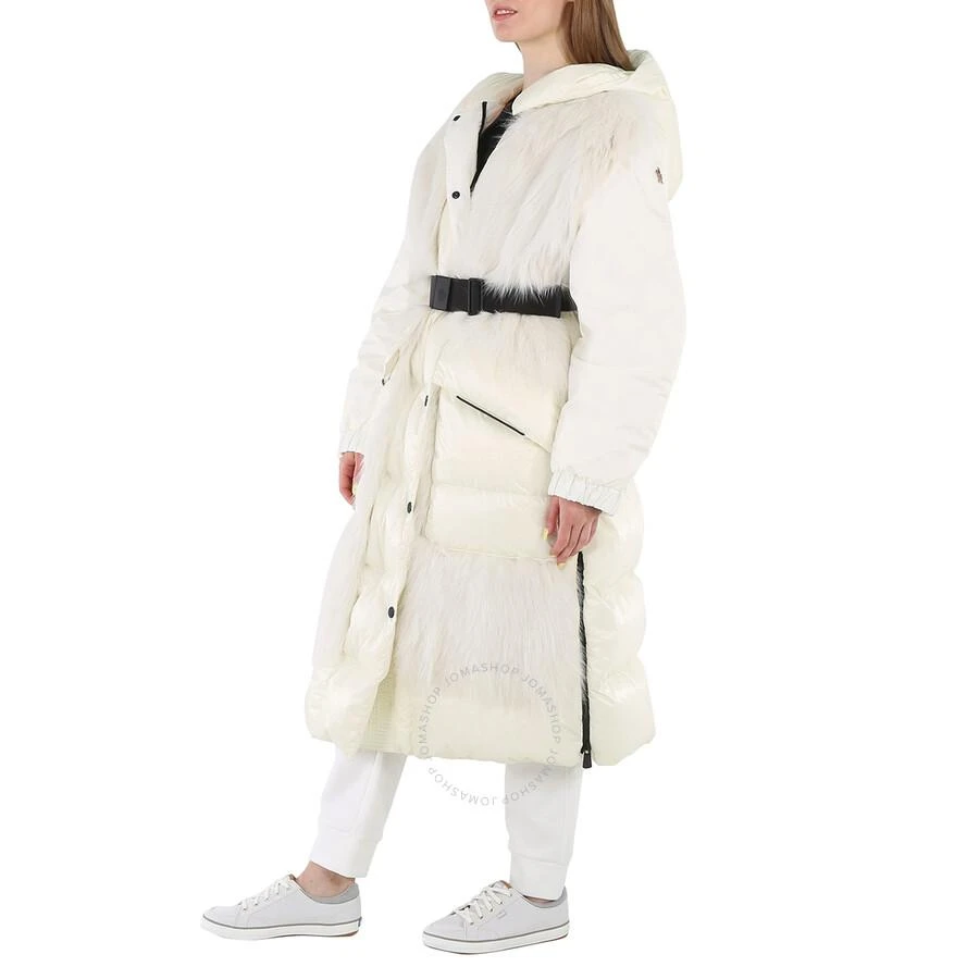 Moncler Ladies White Sarina Long Fur Coat 3
